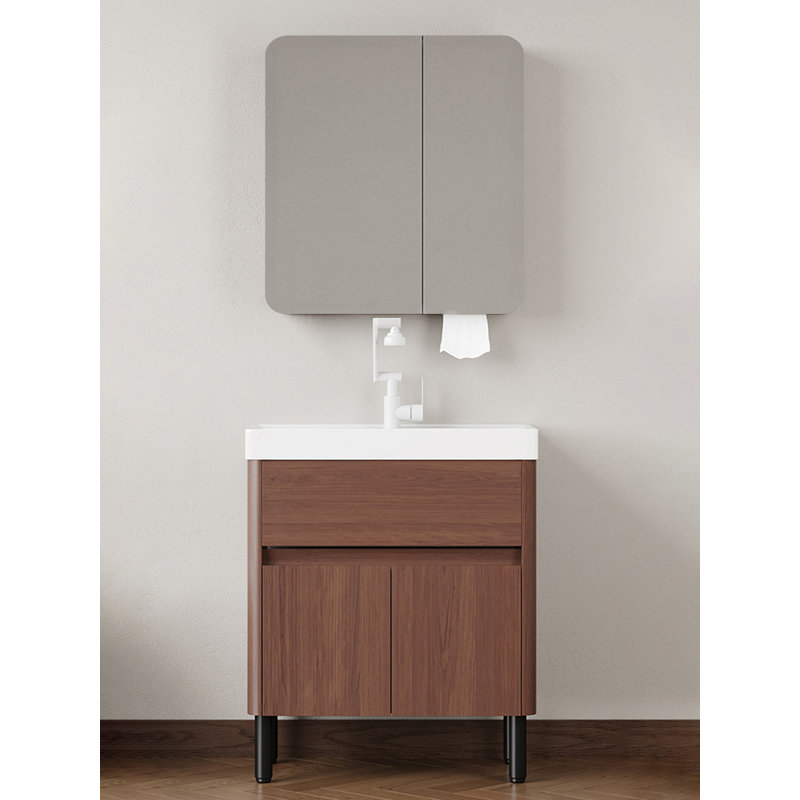 Meuble-lavabo en aluminium nid d'abeille de style Mid-Century avec lavabo en céramique