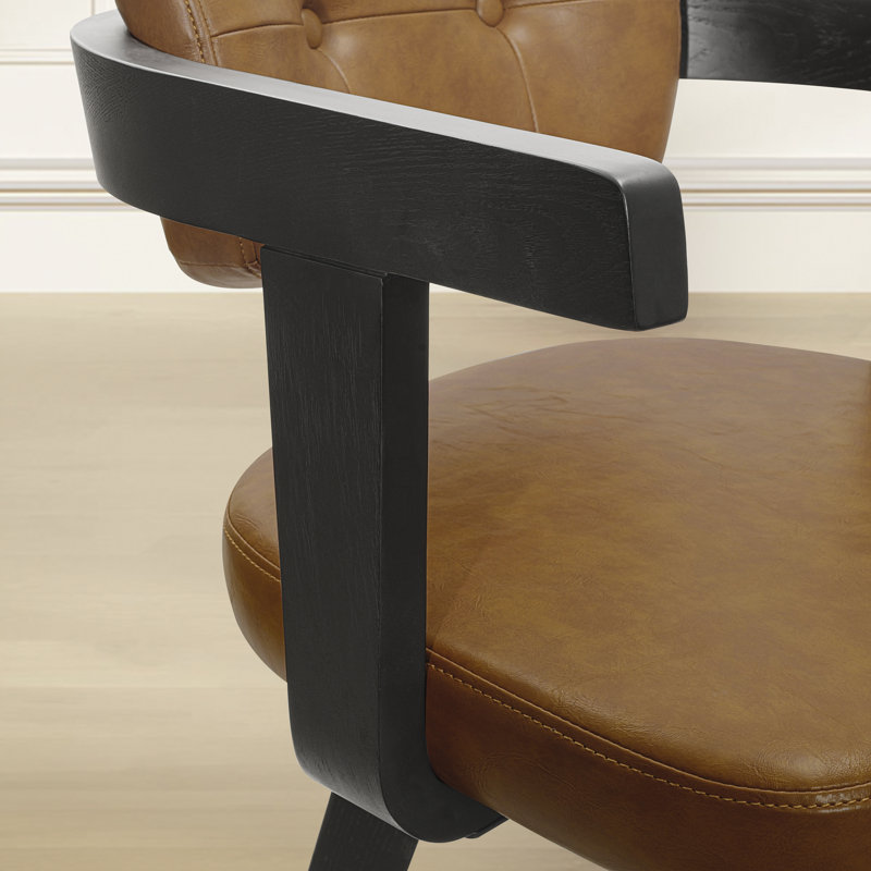 29.9" Modern Swivel Upholstered Bar Stool With Solid Wood Frame  (Set Of 2), Brown