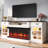 80" Farmhouse TV Stand With 36" 3-Sided Electric Fireplace for TVs up to 90", 2 Drawer and Adjustable Shelf Entertainment Center-735719185-735719184