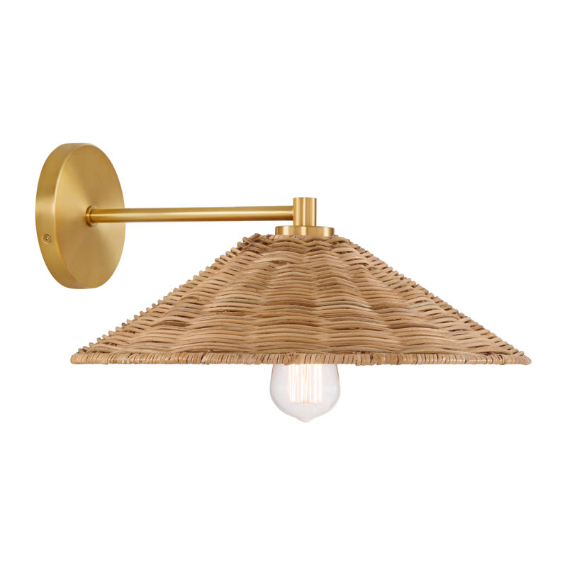 Applique murale 1 lumière Meridian en laiton naturel, Laiton naturel