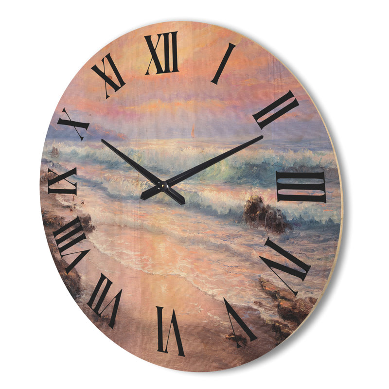 Horloge murale coucher de soleil sur l'océan I, Très grand
