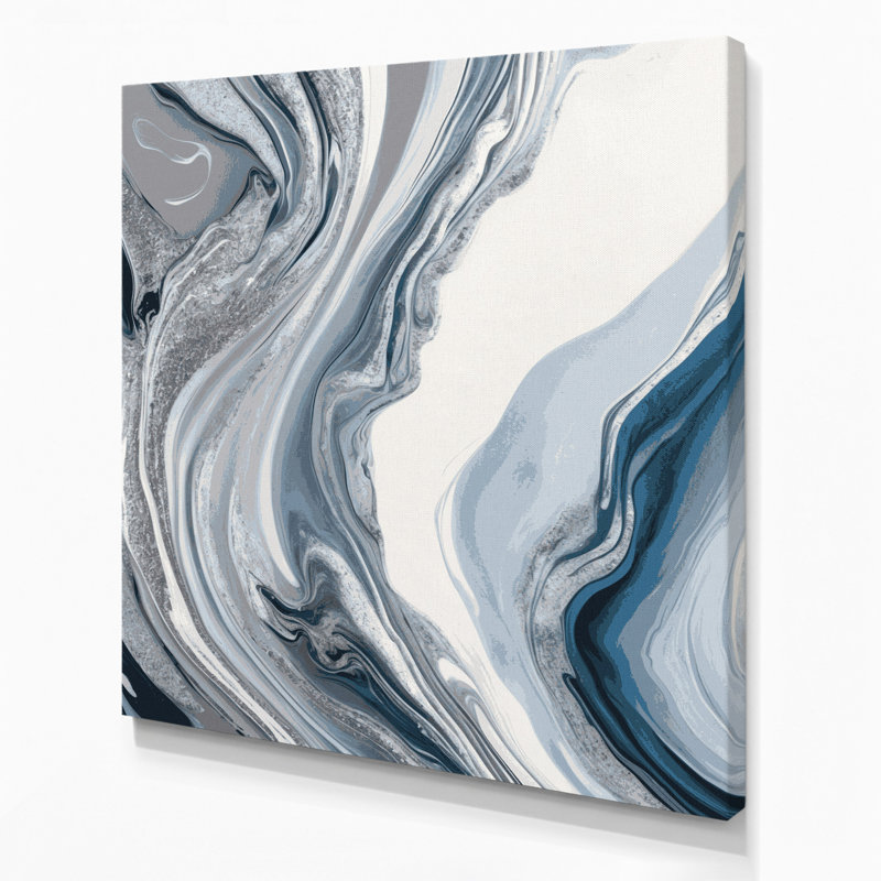 Abstrait art fluide sur toile grise 25, H 12 po x l 12 po