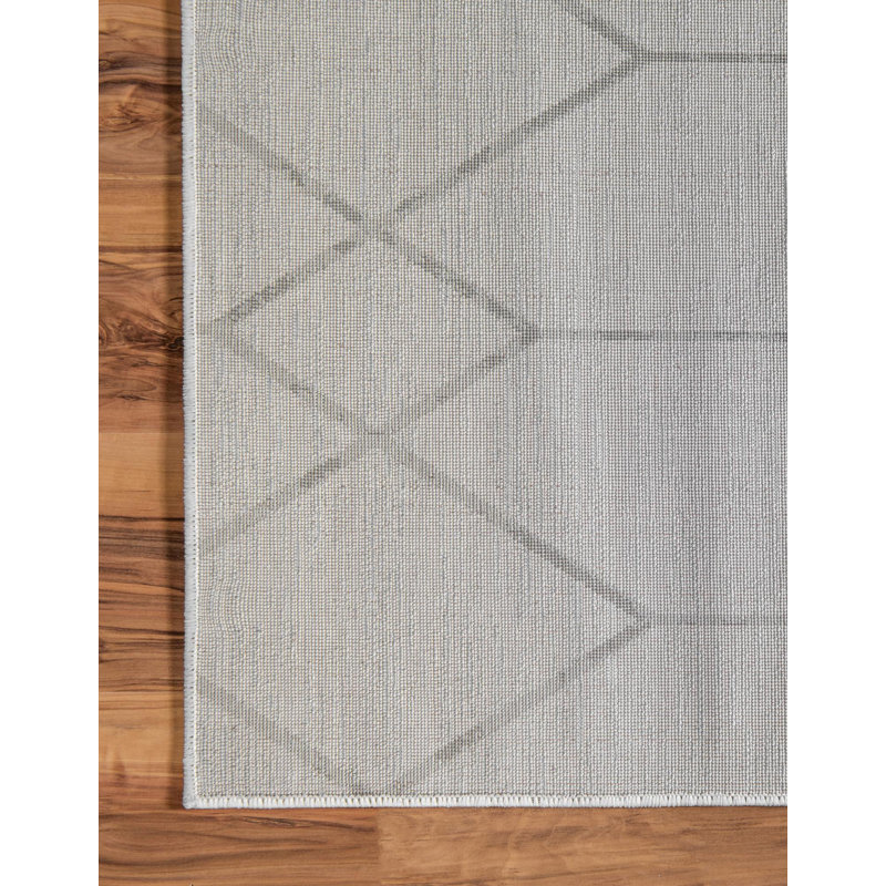 Tapis contemporain Eshin couleur acier, Tapis de couloir 2 pi 7 po x 16 pi 5 po