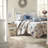 Coastal King Size Bedding Sets, Blue Microfiber Quilt With Pillows For Home
