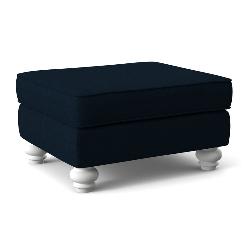 Lowell Upholstered Ottoman, Frost White Finish, Pearl Stripe, 0206-85