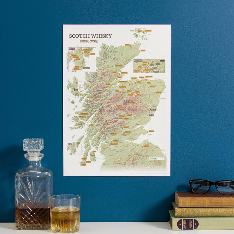 Scratch Off Scotland Whisky Distilleries - No Frame Print