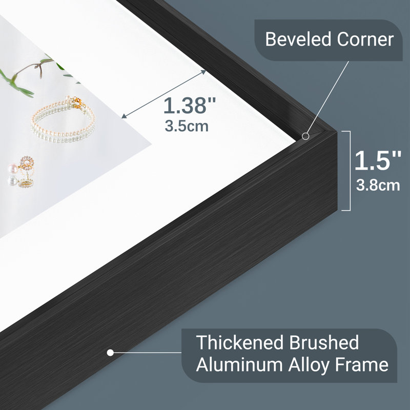 Beveled Black Brushed Framed LED Lighted Bathroom Mirror, Anti-Fog, Tempered Glass, Touch Sensor, 3 Colors, Dimer, Front Light