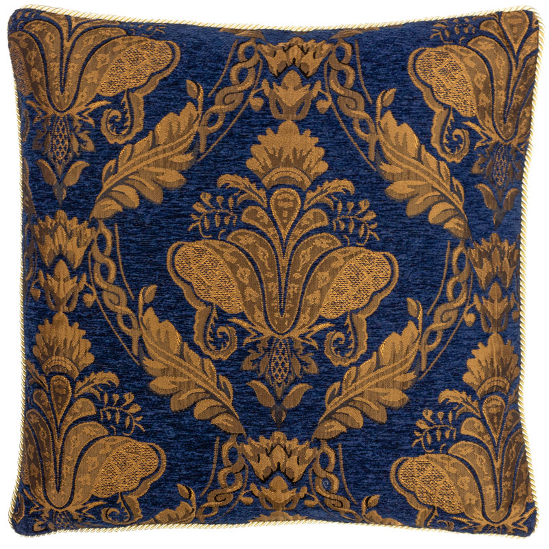 Shiraz Floral Damask Polyester Filled Cushion, Navy, 45cm x 45cm