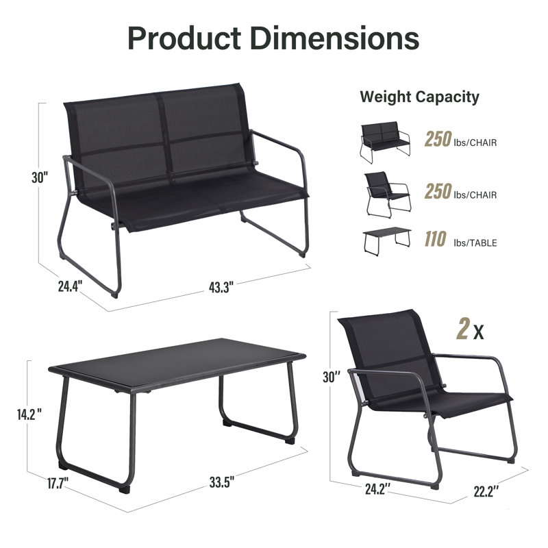 4 Pieces Oversized PVC-coated polyester  Conversation Set