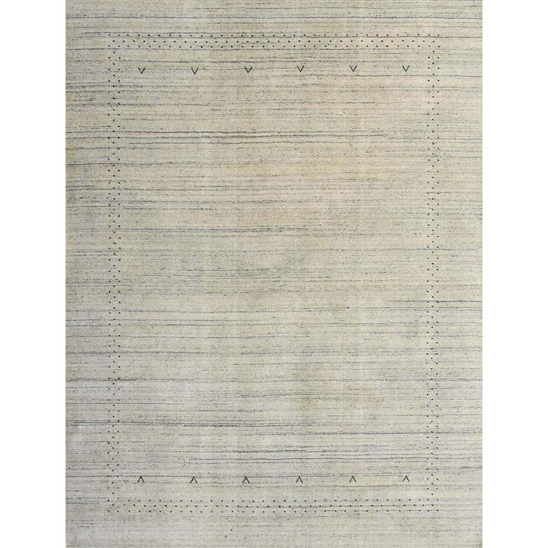 Tapis ivoire noué à la main de haute qualité, Rectangle 8 pi 9 po x 11 pi 9 po