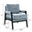 Chaise d'appoint Mid-Century moderne en chenille bleue - Revêtement luxueux, coussin de dossier réglable, fauteuil avec structure en bois massif avec patins de pieds, coussin amovible pour plus de polyvalence-1211152782