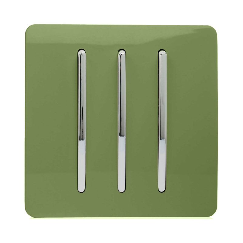 Trendi Switch 3 Gang 1 or 2 way Rocker Light Switch, Moss Green