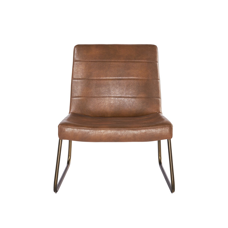 Tufted Side Chair, Bravo Cognac Faux Leather, Bronze