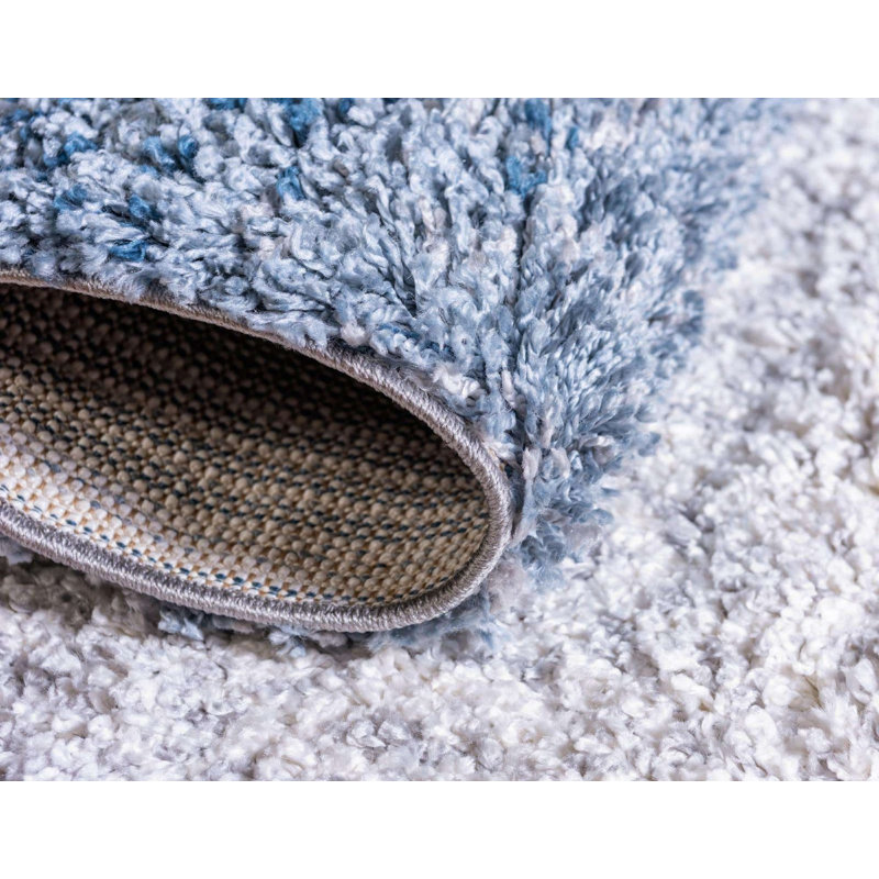 Tapis bleu à rayures Mitzy, Rectangle 8 pi x 10 pi