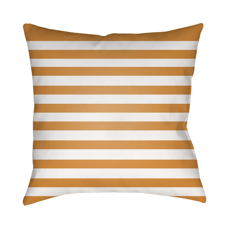 Striped Outdoor Throw Pillow, 18" H x 18" W x 4" D, Orange/Gray