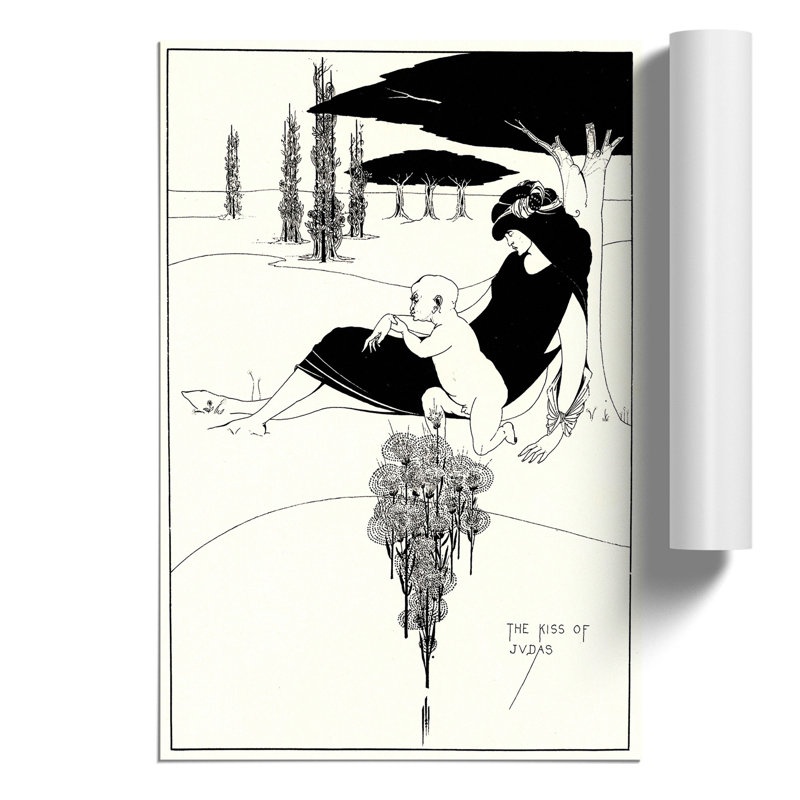 The Kiss Of Judas by Aubrey Beardsley - No Frame Painting, 30cm H x 21cm W x 0.1cm D