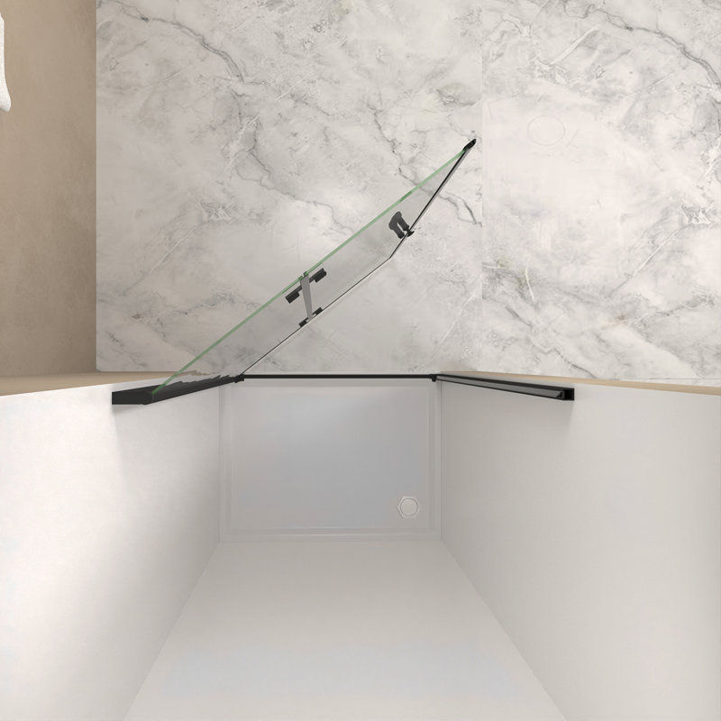 36 "X 72" Bifold Shower Door,  1/4"(6Mm)  Tempered Glass, Matte Black Aluminum Frame, Explosion Proof Film, Matte Black