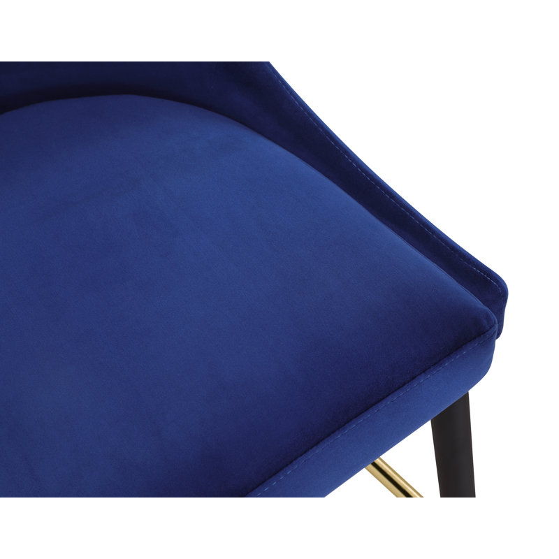 Cowans Upholstered Counter Stool with Metal Frame, Navy Velvet