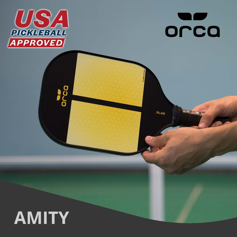 Palette de pickleball en fibre de carbone Orca Amity approuvée USAPA avec housse en néoprène