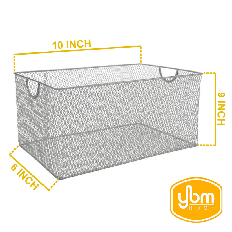 Rebrilliant Decorative Basket, 6" H x 10" W x 9" D, Silver