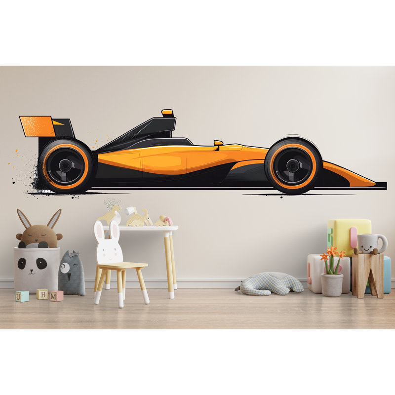 Art mural de voiture de course pour enfants, décor de chambre de bébé moderne, voiture de course, art pour chambre 183Mv