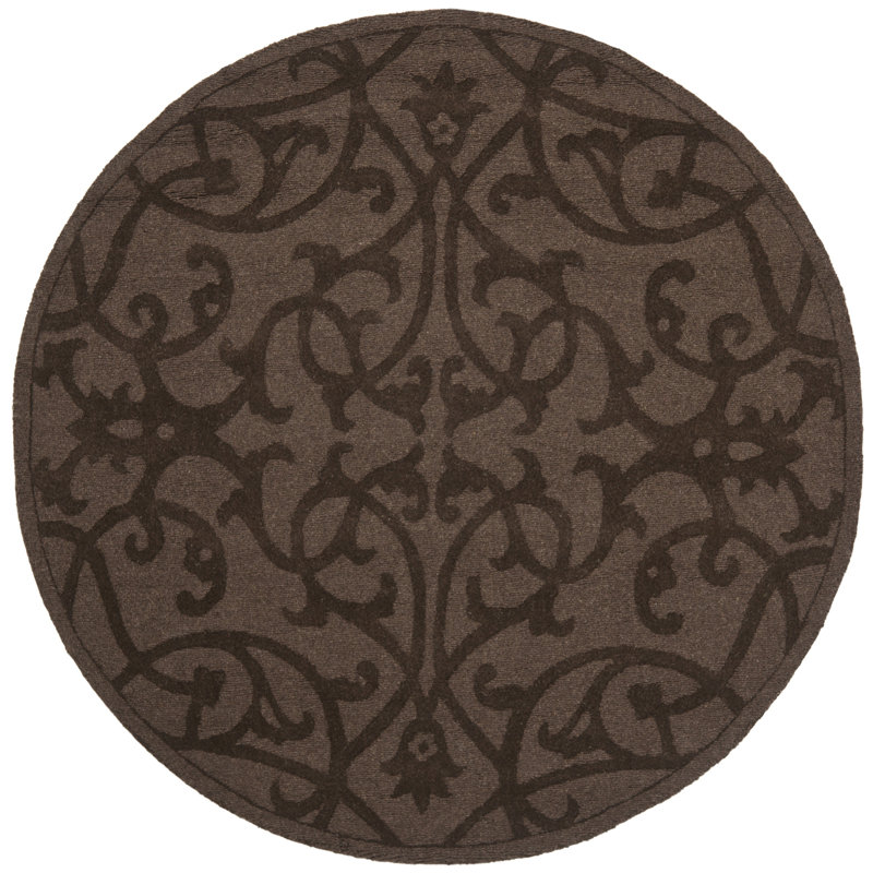 Soukup Hand Loomed Wool Floral Rug, Round 5'