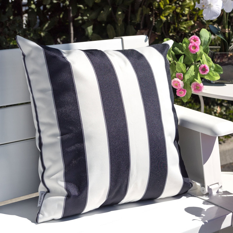 Josephine Striped Outdoor Reversible Throw Pillow, Navy, 18" x 18"