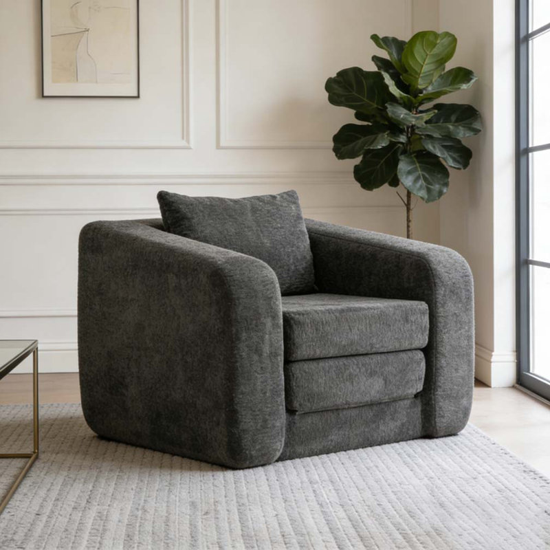 Fauteuil d'appoint pliable 40 po avec accoudoirs et dossier, Gris