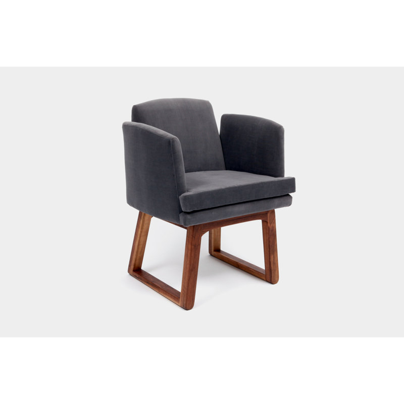 Allison 18'' H Velvet Upholstered Armchair, Flannel