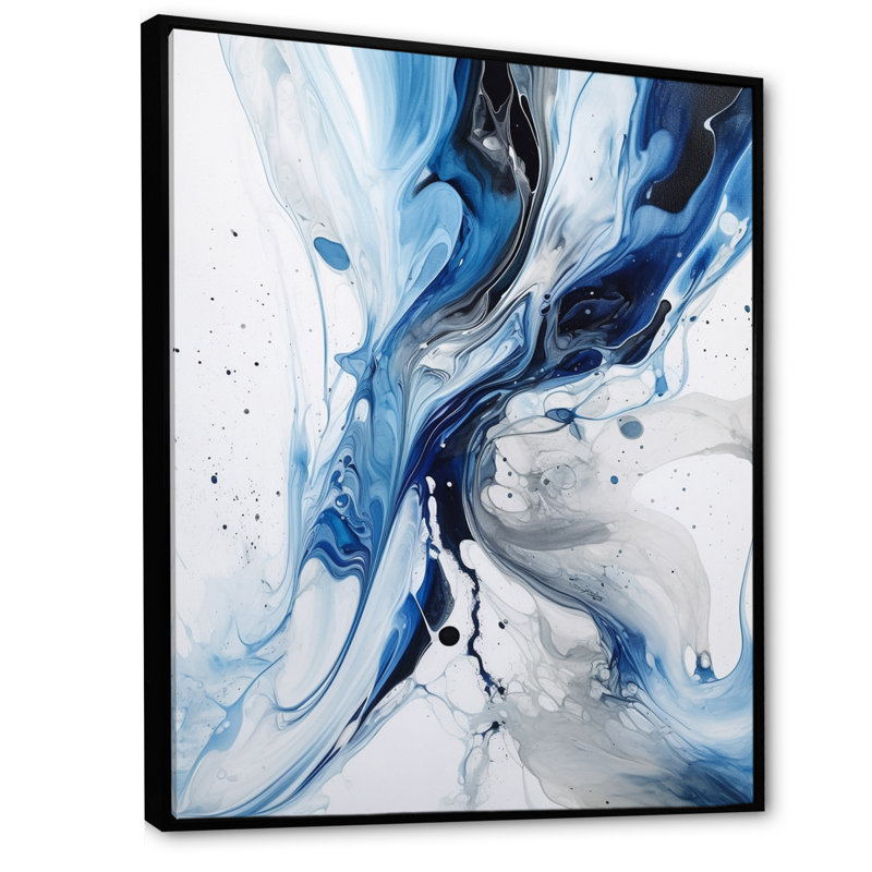 «Blue and Grey Ethereal Elixir I», reproduction d'art sur toile abstraite, Noir, H 44 po x l 34 po