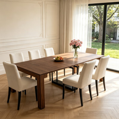 Modern Farmhouse Rectangular Solid Wood Dining Table, Seats 8‑10 People