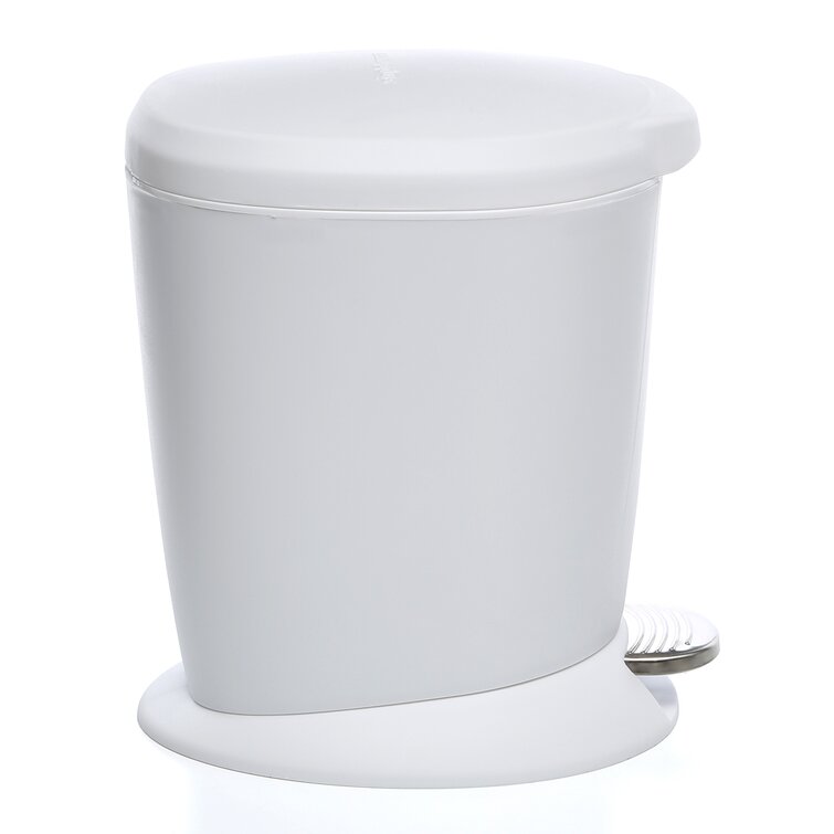 Simple Human Round White Bathroom Step Trash Can, 6l (1.6gal)