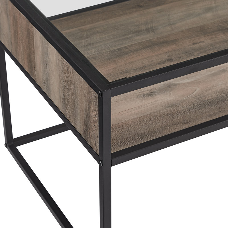 Table basse à cadre avec rangement Barkad, Gris délavé