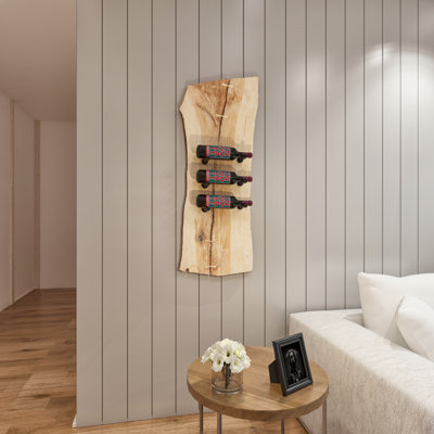 3 Bottle Wall Mounted Wine Bottle Rack in Silver