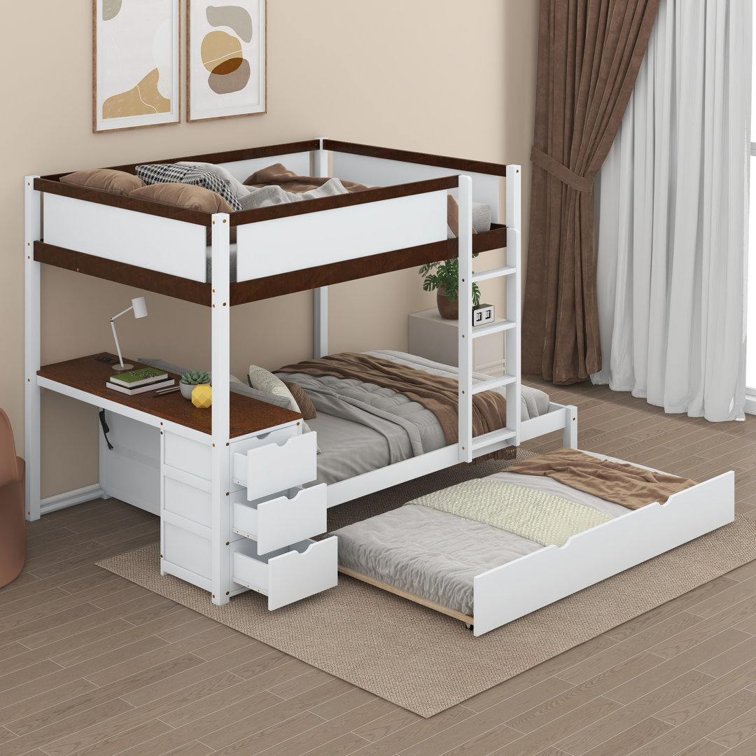 Jasmene Bunk Bed with Trundle and Desk Harriet Bee 