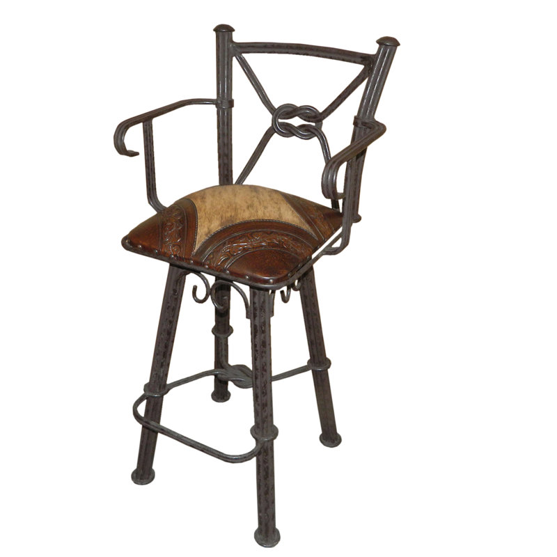 Mosser Swivel Upholstered Genuine Leather Counter Stool