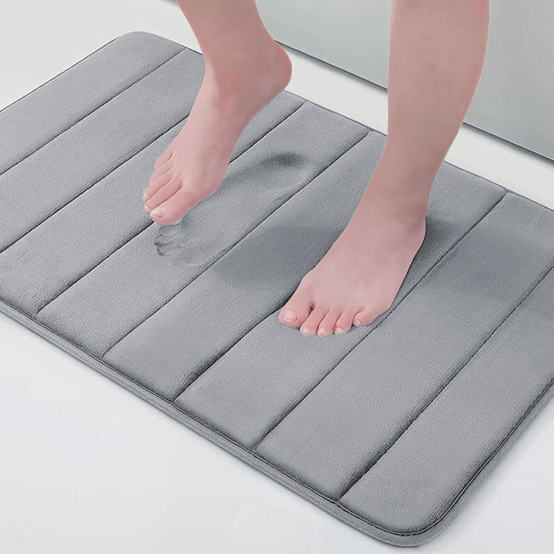 Navaiah Premium Memory Foam Bath Mat - Ultra Soft, Absorbent, Anti-Skid and Machine-Washable, 40cm x 60cm, Silver