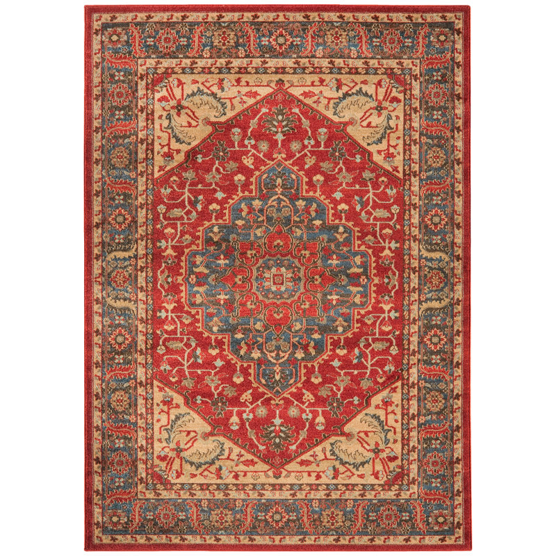Alverta Oriental Woven Red/Beige Area Rug, Rectangle 240 x 340cm