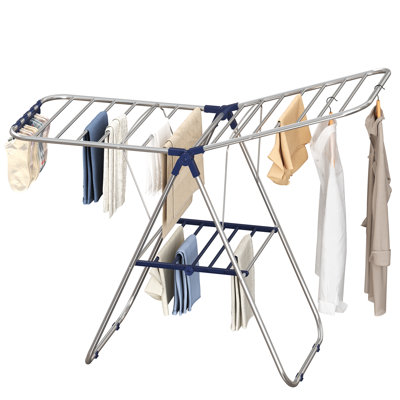 Clothes Drying Rack, Laundry Rack, Free-Standing Indoor Airer, 21.7 X 58.3 X 39.4 Inches, Silver And Blue