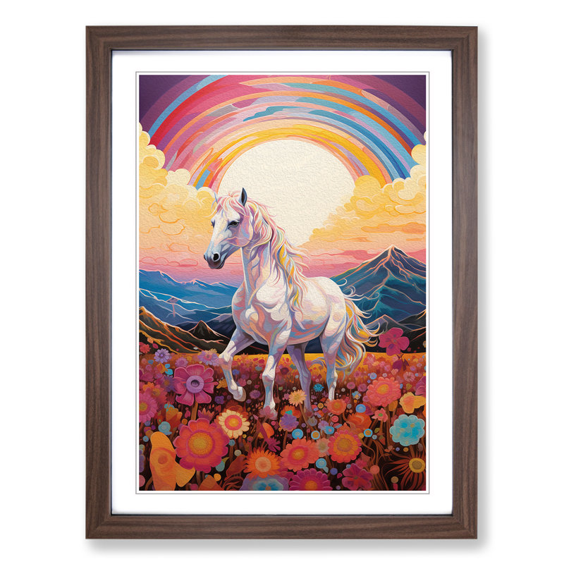 Pony Colour Field - Single Picture Frame Print on Wood, 34cm H x 25cm W x 2cm D, Walnut Framed