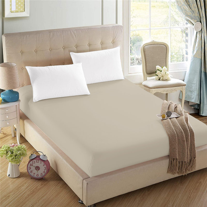 Iaan Soft Microfiber Brushed 40 cm Deep Fitted Sheet, Double, King, Kingsize (5'), Cream