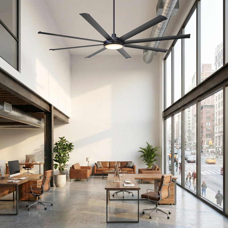 Harrigan 60"/75" 8 Aluminum Blades Industrial Dimmable Ceiling Fan with LED Lights and Remote Control