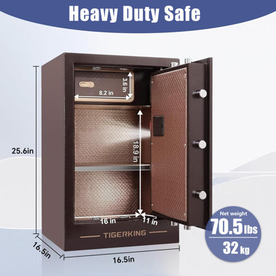 Tigerking 3.7 Cu. ft. Large Heavy Duty Safe Box with Built-in Lockable Box, Double Safety Digital Safe with Key Lock and Password Lock