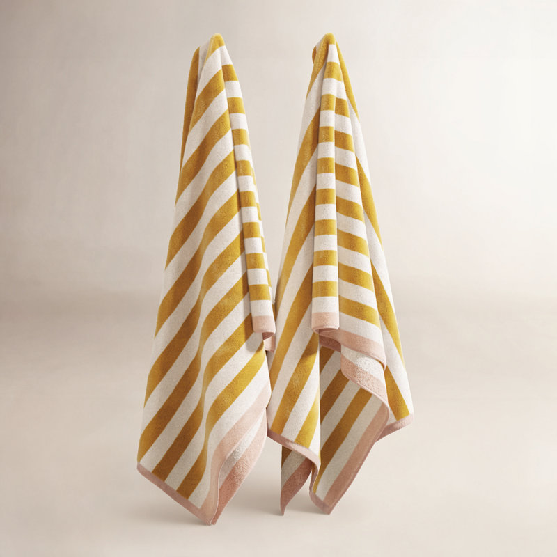 Serviettes de plage surdimensionnées 100% coton, 2, Souci / rose cendré