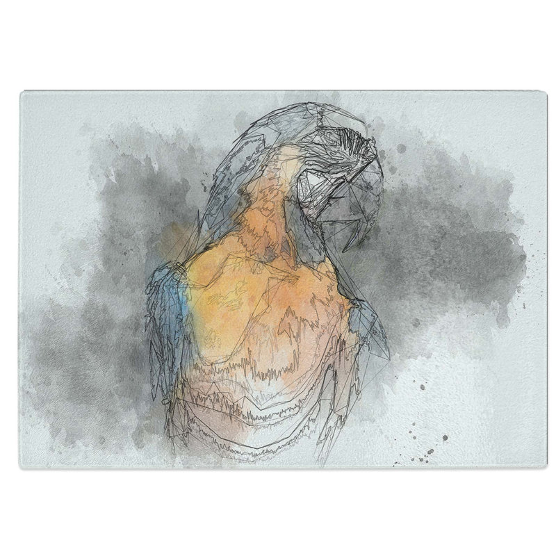 Tempered Glass Macaw Parrot Chopping Board, 39 cm W x 28.5 cm L