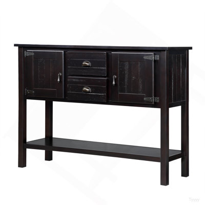 Rustic Solid Pine Wood Console Table with Ample Storage and Multi-Functional Design for Home Decor