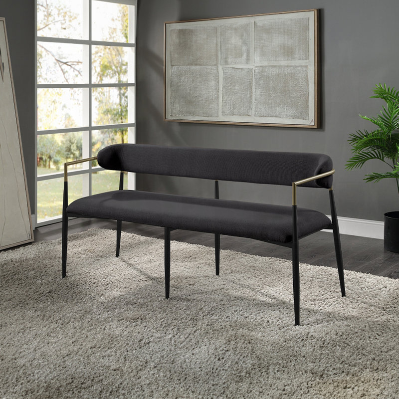 BANC CHENILLE NOIR, L 65,4 po x P 20,4 po