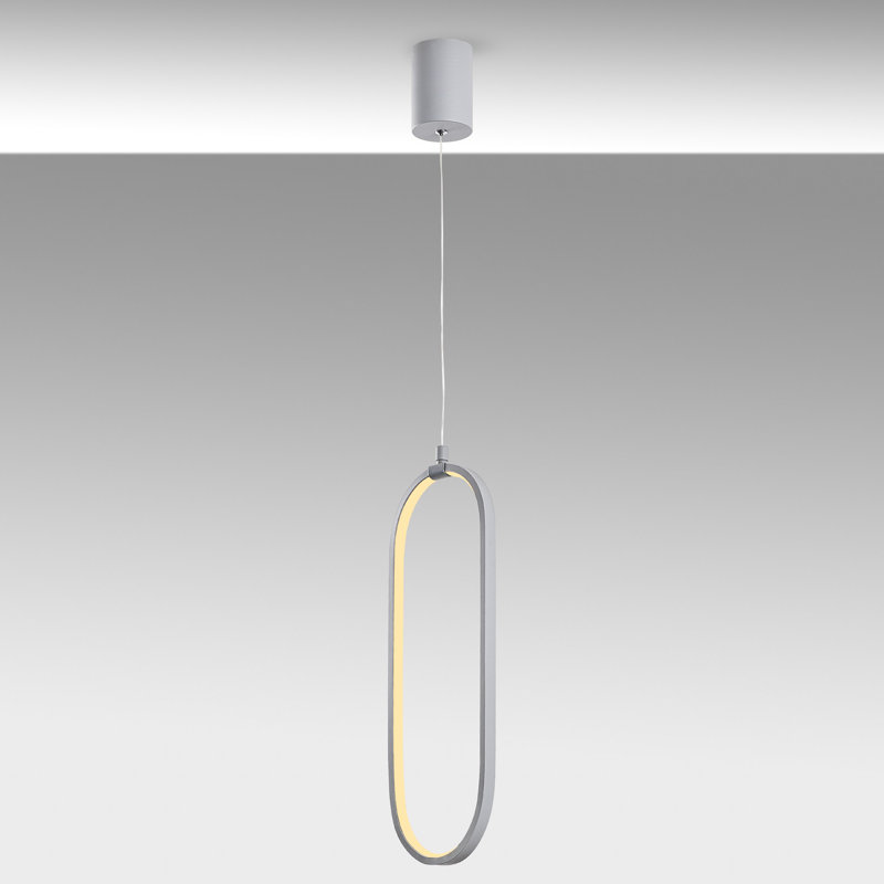 Elegant Grey Chandelier, Adjustable Height 23.6 - 43.3 Inches | Metal Body with Base Plate 2.8 Inches | SMD LED 16W 3000K | Modern Lighting Fixture for Living Room, Dining Room & Entryway | Stylish & Functional Design
