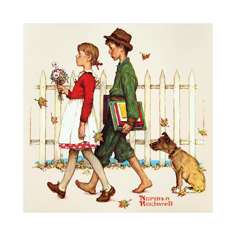 Young Love: Walking To School by Norman Rockwell - Gallery-Wrapped Canvas Giclée on Canvas, Wrapped Canvas