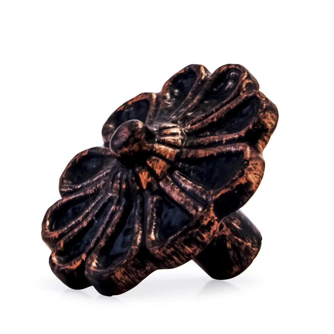 Beautiful Flower 1 5/6" Distressed White Cabinet Knob, Drawer Knob Mascot Hardware 